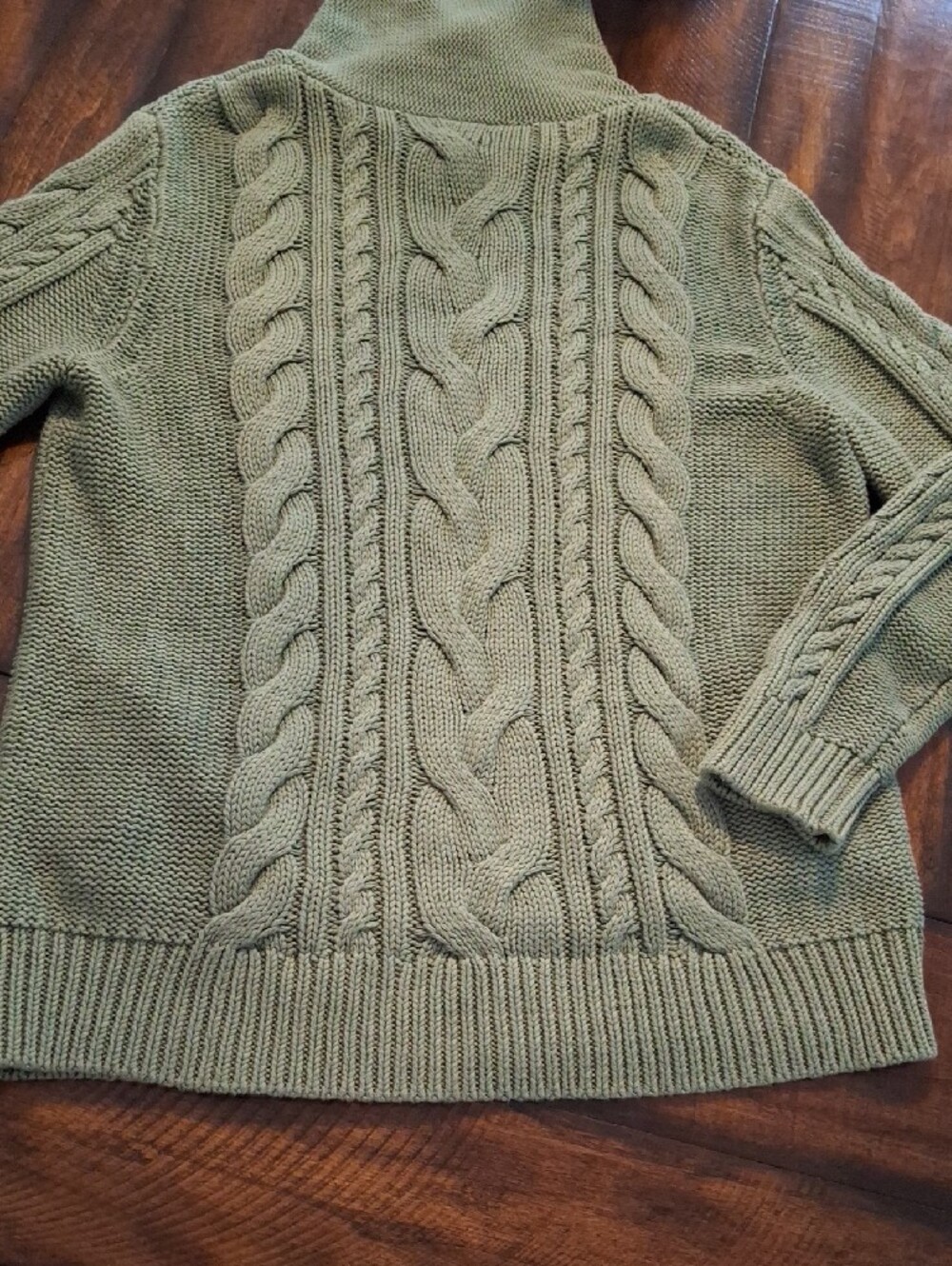 LL Bean Cable-Knit Turtleneck Sweater - Bay Leaf - Picture 15 of 16